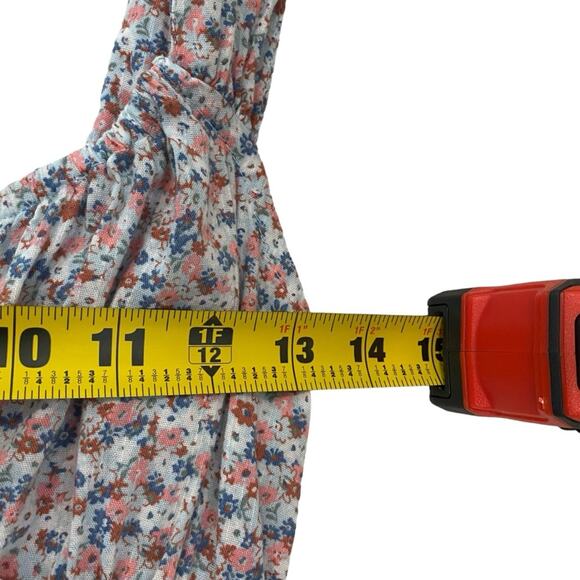 Gap Sleeveless Smocked Tie Neck Mini Dress Blue Ditsy Floral - Picture 6 of 11